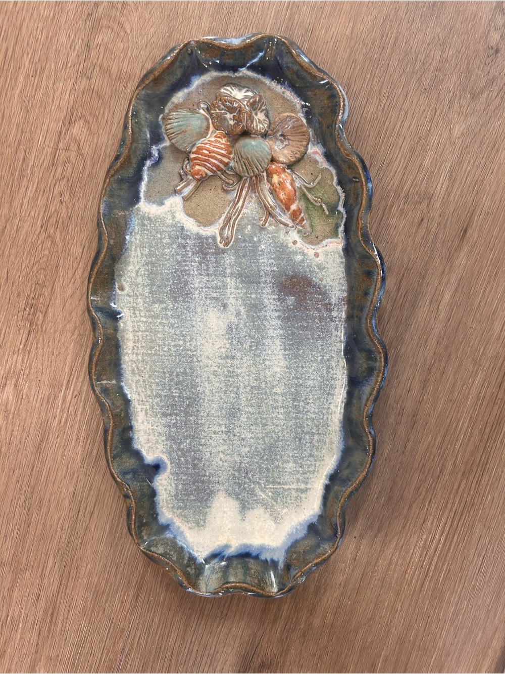 Studio Art Pottery Seashell Oval Tray Beach Decor